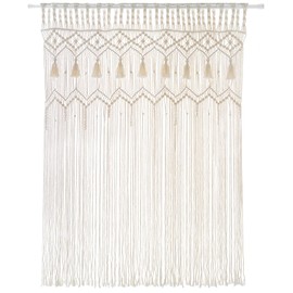 Mkono Macrame Curtain Large Boho Woven Wall Hanging Window Curtains Handmade Bohemian Decor for Window Doorway Closet Wedding Backdrop Arch Bedroom Living Room Apartment, 42''Wide x 62.9''Long