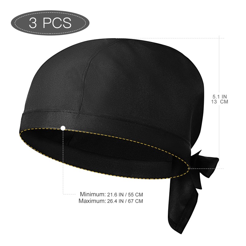 Beavorty Chef Hat Cooking Hats 3Pcs Elastic Back Skull Cap