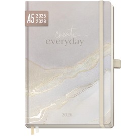 Häfft® Wochen-Notiz-Kalender 2025/2026 A5 "Beige Marble" Terminplaner 18 Monate: Jul 25 - Dez 26 - Buchkalender, Wochenplaner, Terminkalender, Wochenkalender - nachhaltig & klimafreundlich