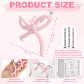 MorningRo 8 Pcs Bow Knobs for Dresser Matel Bow Drawer Knobs Vintage Dresser Handles Cabinet Drawer Pulls for Home Bedroom Kitchen Cabinets Hardware Cupboard (Pink)