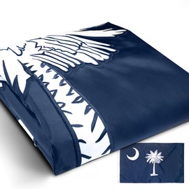 Anley EverStrong Series Embroidered South Carolina State Flag 3x5 Ft - Embroidery & Heavy Duty Canvas Header - 4 Rows of Lock Stitching - Nylon South Carolina SC Flag with Brass Grommets 3 X 5 Ft