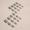 Green Aurora Press on Nails Short Square Fake Nails Light