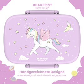 BEARFOOT Children's Lunch Box with Compartments, BPA-Free, Lunch Box, Bento Box, Lunch Box Girls & Boys, Snack Box, 100% Leak-Proof, Lunch Box for Nursery, School (Unicorn)