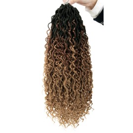 Goddess Locs Crochet Hair 18Inch 8Packs Faux Locs Pre-looped Boho River Locs Hippie Locs Bohemian Locs Crochet Hair for Black Women(OT30/27, 18inch(Pack of 8))