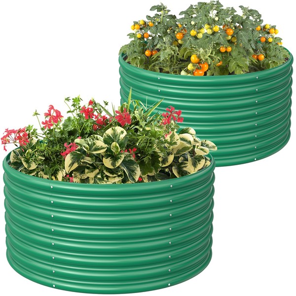 FRIZIONE 2-Pack 3FT(D) x2FT(H) Round Raised Garden Bed Outdoor, Raised