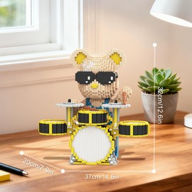 DAHONPA Drum kit Cool Bear Micro Animal Building Blocks Set (5000 Pieces) Gift for Adults