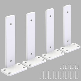 Floating Shelf Brackets upgraded,12 inch, White Heavy Duty Iron Shelf Brackets, Industrial Modern Floating Shelf Support for Wall Mount Shelves,Wide Brackets ,4 Pack, Support DIY(5mm Thickening Type).
