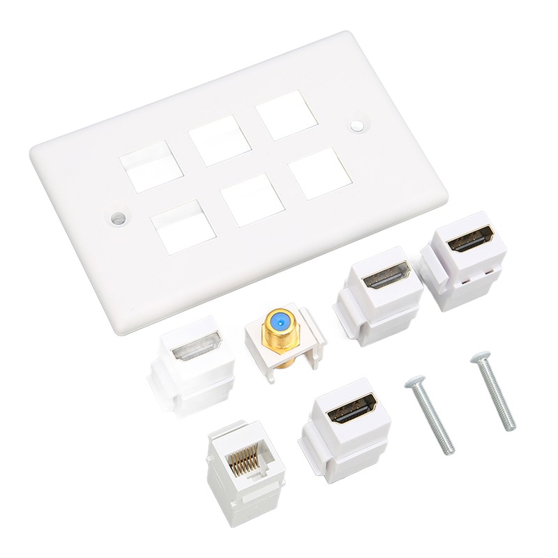 Wall Plate 6 Ports HD Multimedia Interface CAT6 TV F