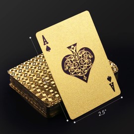 INTEGEAR 2 Decks of Playing Cards, Gold 3D Embossed Patterned Poker Cards Plastic PET Waterproof Playing Cards Luxury Magic Trick Game Tool Gift Reusable Party Decoration