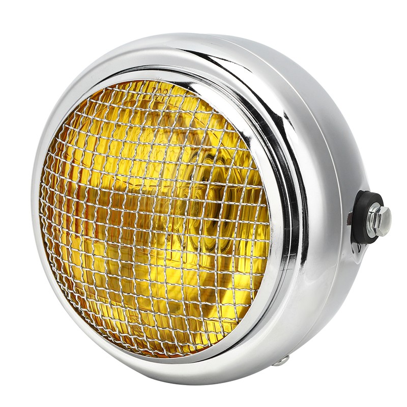 7in 55W Motorcycle Grill Headlight Vintage Style High/Low Beam Halogen
