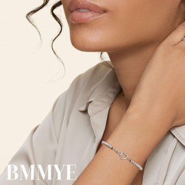 BMMYE Women's 925 Silver Bracelet, Hypoallergenic Bracelet, Silver, Women's Infinity Bracelet, Inlaid AAAA+ Cubic Zirconia, Sterling Silver, Cubic Zirconia