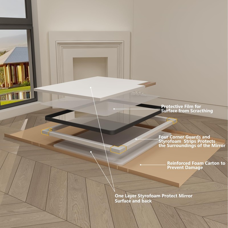 CHARMOR 60x28 Black Framed Bathroom Mirror, Large Matte Black Bathroom