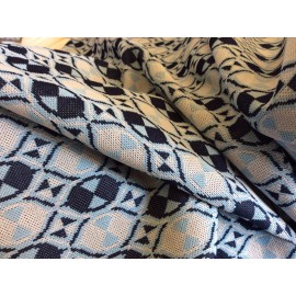 UNKNOWN NAVY,LIGHT BLUE & GRAY OVAL POLY KNIT-63 INCH WIDE- BY THE YARD