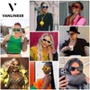 VANLINKER Oversized Thick Inflated Sunglasses Womens Mens Trendy Oval One