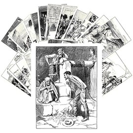 Postcard Set 24pcs Benita Vintage Adventure Book Engraving Illustration by Gordon Browne