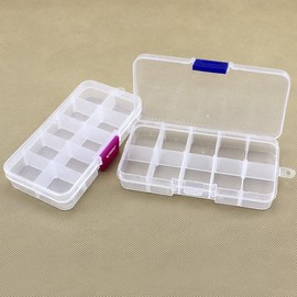 2pcs Adjustable Small Removable Clear Plastic Jewelry Organizer Divider, Clear Storage Box Earring Tool Container fishing hook Small Accessories Multipurpose Organizer (10 Grids, 5 Inch x 2.56 Inch)