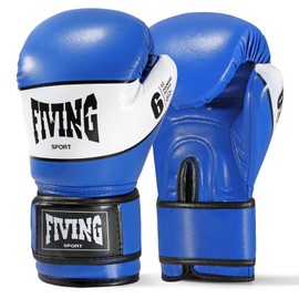 FIVING Children's Boxing Gloves, Youth Training Gloves, Boxing Bags, Taekwondo, Muay Thai, Mixed Martial Arts (Blue and White, 6 oz)