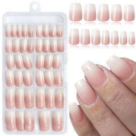 LuckForever 168pc Ombre Press on Nails Short Coffin Fake Nails with Glue Tabs, XS Coffin Nails Press ons Nail Ombre Glue Nails Extra Short Fake Nail Full Cover Acrylic Nails Artificial Fingernail