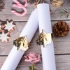 URROMA 50Pcs Christmas Tree Napkin Rings Gold Reflective Paper Napkin