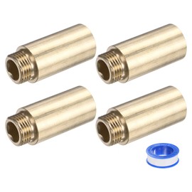 M METERXITY 1-Set Shower Head Extension Arm, Brass G1/2 Male to Female Extension Pipe Fitting Adapter with PTFE Thread Seal Tape for Shower/Faucet, Pipe Plumbing Coupler 2.36"/60mm 5pcs