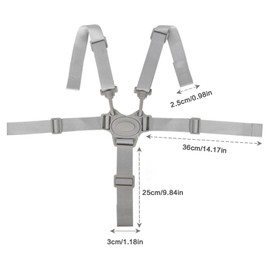 AWAVM 1 PCS Baby High Chair Straps Grey Adjustable Baby Seat Belt 5 Point Harness Straps Safety High Chair Harness, High Chair Replacement Straps for Stroller High Chair Pram Buggy Children Kid Pushch
