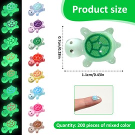 KALIONE 200 Pcs Luminous Mini Resin Turtles, Tiny Sea Turtle Animals to Hide Miniature Figures Glow in The Dark Small Plastic Ocean Animal for Ocean Party Favor Landscaping Decoration Home Decor