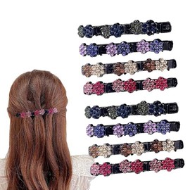 8pcs Sparkling Rhinestone Braided Hair Clips for Women, Clip Headband with Multiple Mini Clips, Cute & Practical Barrettes for Thick/Dry Hair, Luxury Hair Accessories Set