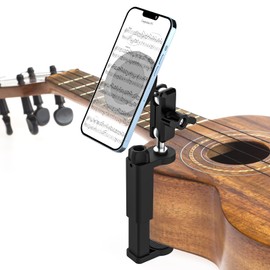 Magnetic Guitar Phone Holder Mount, Metal Arm 360° Rotatable Clip for Acoustic Guitar, Classical Guitar, Ukulele & Bass, Fits 4-7" Smartphones for Video Recording, Live Streaming & Online Lessons