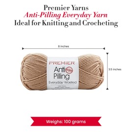Premier Yarns Anti-Pilling Everyday Worsted Yarn, Soft Acrylic Yarn, Ideal Yarn for Crocheting and Knitting, Machine Washable, 180 yds, Parchment