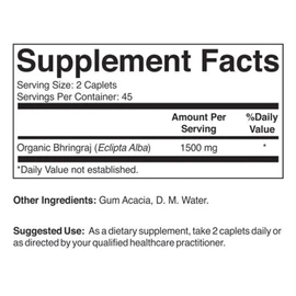 Brieofood Organic Bhringraj 1500mg, 45 Servings, Vegetarian, Gluten Free, 90 Vegetarian Tablets