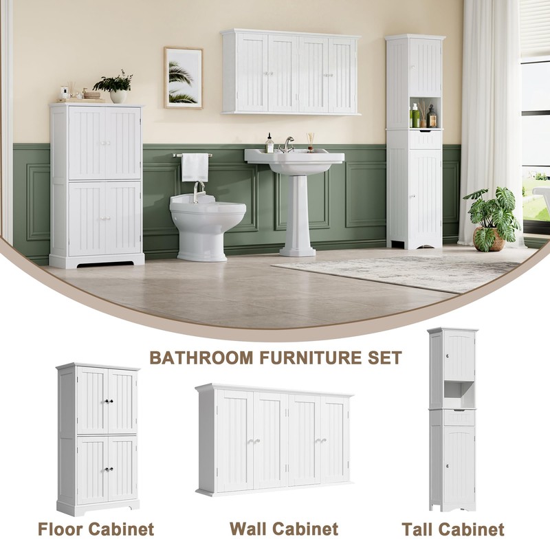 Laundry Cabinet with 4 Doors and Adjustable Shelves