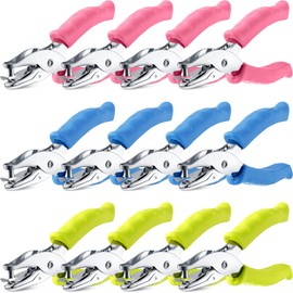 Chumia 12 Pieces Single Hole Punch Handheld Hole Puncher 1/4 Inch Hole Paper Punch with Softgrip Handles Circle Shape Single Hole Puncher for Craft Paper Greeting Cards Scrapbook Notebook (Multicolor)
