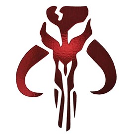 Mythosaur Chrome Vinyl Decal Sticker – Mandalorian Skull Emblem for Cars, Laptops, Windows, and More – Perfect for SW Fans (Red Chrome, 3" Tall x 2.3" Wide)