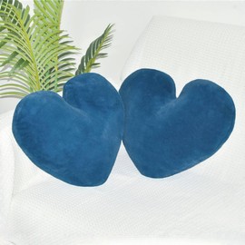 JZNEXD 2 Pcs Blue Heart Pillow Decorative Throw Pillows 16-inch Cute Soft Fluffy Heart Shaped Pillows for Bed Couch Sofa Bedroom Living Room Decor Aesthetic (Blue, 16"x13.78")