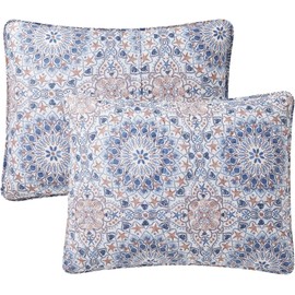 VCNY Home - King Quilt Set, Pinsonic Bedding with Matching Pillow Shams, Dorm Room Essentials, Super Soft Home Decor (Sea Medallion Blue, 3-Piece)