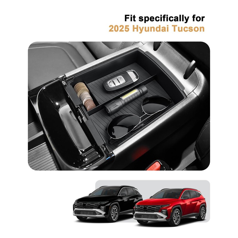 Double-Layer Center Console Organizer For 2025 Hyundai Tucson(Limited)/2025 Tucson Hybrid(Blue/SEL