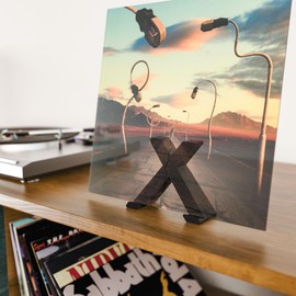 Mobilefox LP Vinyl Stand Record Holder X-shaped Table Holder Minimalist Holder Suitable for LP Cover Black