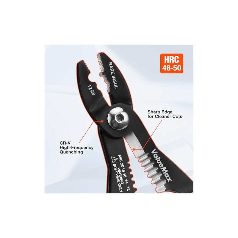 Valuemax Herramienta pelacables 4 en 1, pelacables, crimpadora de cables,