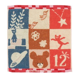 Marushin 4335005600 Hand Towel, Bear's School, 13.4 x 14.2 inches (34 x 36 cm), Nakayoshi Bearsaw, 100% Cotton