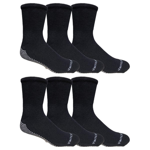 Yacht & Smith 6 pares de calcetines antideslizantes para diabéticos de ajuste holgado, calcetines de hospital, al por mayor, 6 pares de calcetines de agarre para mujer, Talla única