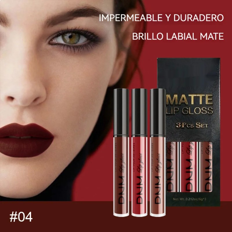 Kit Lápiz Labial Líquido Mate De Larga Impermeabl Y Duración