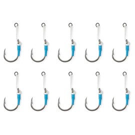 Uncle Mo's Tackle - Heavy-Duty Jigging Assist Hooks with Solid Ring & Assist Cord - 10 Pack for Ultimate Fishing Performance
