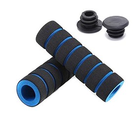 IKAAR 1 Pair Bicycle Grips Handlebar Grips Non-Slip Soft Sponge Handlebar Grip Comfortable Shockproof Handles with Handlebar Plugs for Bicycle/Mountain Bike/Road Bike Blue