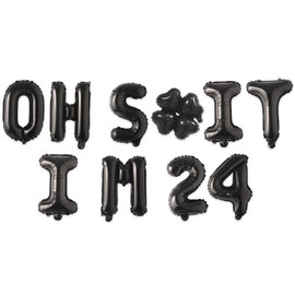 Oh I’m 24! Latex Balloons 16 Inch Black Hallo Twenty Five Cheers to 24 Years Old Theme Decor for Man Woman Happy 24th Birthday Party Photo Studio Prop Flag Decorations Favors Supplies
