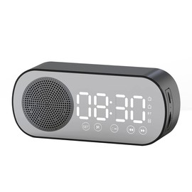 Hsthe Sea Digital Alarm Clock Portable Radio Alarm Clock with BT Speaker Large LED Screen Radio Morning Clock for for Bedroom Office