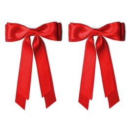Red Hair Bows for Women Girls Silky Satin Ribbon for Hair Accessories Long Tails Barrette Hair Bow Hair Clips for Teen Gifts Trendy Stuff 2Pcs