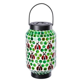 Mosaic Solar Lantern Outdoor Hanging Light, Garden Decor Outdoor Waterproof Light, Lantern Decor Indoor, Patio, Pathway, Courtyard, Gardening Gifts for Women, Father's Day Gifts for Dad,Ladybugs