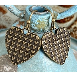 Textured Bronze Heart Charm Dangle Earrings Love Romance Valentine Jewelry Earrings for Women #3298FE480