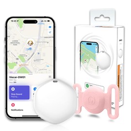 GPS Tracker for Dogs, Mini GPS Cat Tracker, Dog Tracking tag with Holder, No Monthly Fee,Work with Apple Find My(iOS Only),Dog Tracking Device,Anti-Lost,Finder Tag for Vehicles/Pets/Kids/Items (Pink)