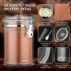 XIFEI Acrylic Humidor Jar with Humidifier and Hygrometer,humidor That can Hold About 18 Cigars (Clear)